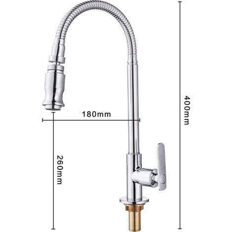 Mitigeur de cuisine,360 Rotatif Cuisine Bar Salle de Bains Robinet d'évier Simple Eau Froide Cou Flexible Salle de Lavage Jardin extérieur Robinet d'application (1/4)