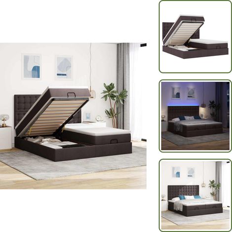 Letto matrimoniale - vidaXL Struttura Letto Pouf con Materassi 160x200 cm in Tessuto - Coprimaterasso lavabile