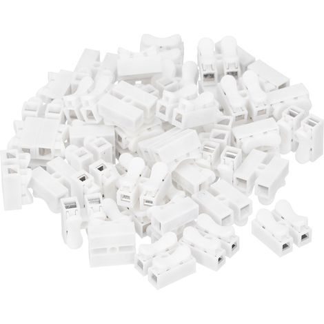 100 pièces Connecteurs CH‑2 pour Plafonnier LED, Borne à Pression 2 Ports Ignifuge