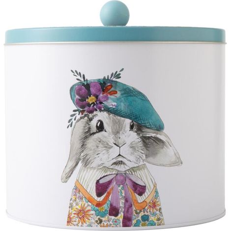 Mikasa Tipperleyhill Stampo rotondo per biscotti, design coniglio, contenitore decorativo dede Lattina per merendine, biscotti, tè, mentine, tè, caffè e zucchero, finitura opaca, 1 pezzo, 18 x 15 cm