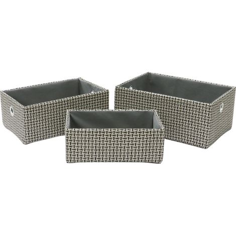 Silva Rectangular Fabric Storage Baskets, Set of 3, Grey