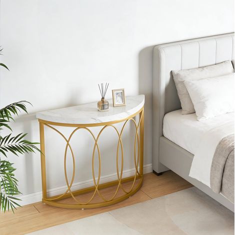 Table console demi-lune 110x35 cm marbre MDF or OKMYHOME (1/5)