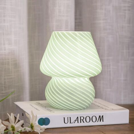 Lampada a forma di fungo - Stile Murano retrò, semitrasparente - Adatta per camere da letto, soggiorni, ecc. - 1 pezzo (strisce verdi) (1/4)