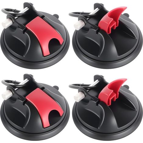 Lot de 4 Crochet Ventouse Puissante avec Anneaux en D, Ventouse Carrosserie Charge Max 35kg,Réutilisables,Pas de Perçage pour Auvent Latéral Voiture, Camping Car, Bâche,Tente, Bateau,Verre,Carrelage (1/5)