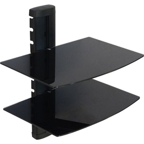 CS202, Noir, 2 étagères flottantes pour ranger lecteurs DVD/décodeurs/consoles de jeux/accessoires TV