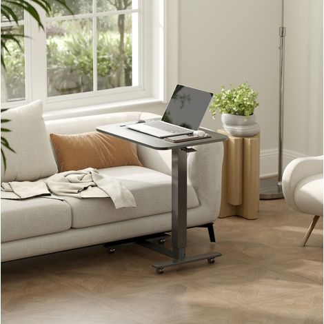 Escritorio regulable en altura con ruedas, forma C, 65 x 48 x 73-110 cm, negro DESVIAE (1/5)