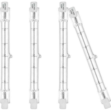 Ampoules éco halogènes R7S 118mm 400W 230V 3100lm blanc chaud 2700K Ampoule de type J pour le travail, la sécurité, les éclairages paysagers, les lampadaires (lot de 4) [Classe énergétique C] (1/5)