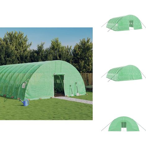Serre avec cadre en acier vert 48 m² 8x6x2,85 m - Serre Jardin - Abri Jardin - Tunnel Jardin - Culture Maraîchère - Potager Extérieur (1/5)