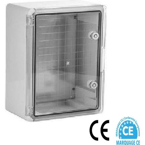 Coffret électrique étanche porte translucide 600 x 400 x 200mm IP65 – Armoire monobloc en ABS – Plaque de fond pleine incluse – Fixation murale