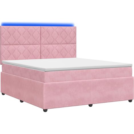 Maison Exclusive - Lit boxspring LED avec matelas Rose 180 x 200 cm Velours (1/5)