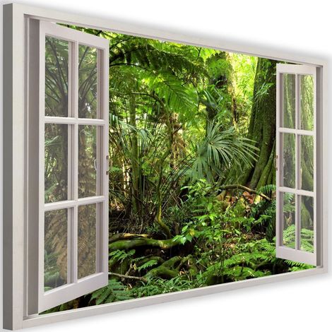 Tableau fenêtre, forêt tropicale - 90 x 60 cm (1/5)