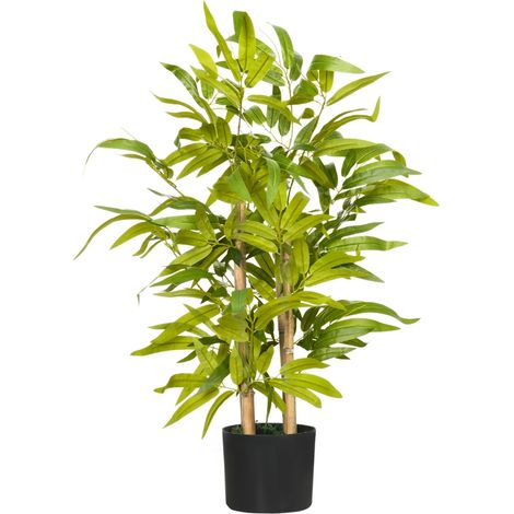 Artificial Plants Bamboo Tree in Pot Desk Fake Plants for Home Indoor Outdoor Decor, 15x15x60cm, Green