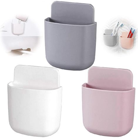 Ensemble de 3 supports de télécommande pour fixation murale (blanc + gris + rose) (1/5)