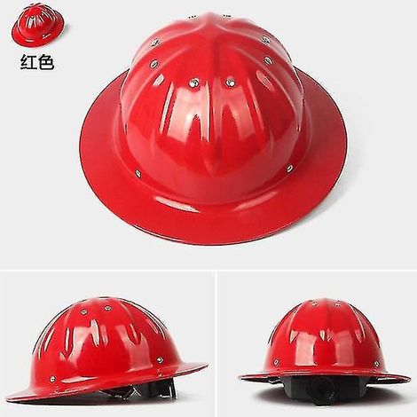 Leichter, hochfester Schutzhelm aus Aluminiumlegierung mit breiter Krempe, geeignet für Bauwesen, Schienenverkehr, Metallurgie und Bergbau – Rot
