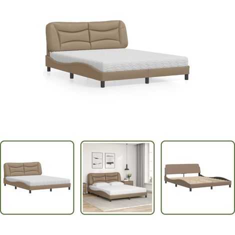 Kunstlederbett - Bett mit Matratze "Hvar" Cappuccino-Braun 160x200 cm Kunstleder (1/5)