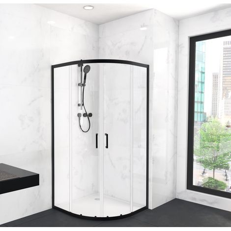 Marwell Glasdusche City - 90 x 90 x 200 cm - schwarz - Radius 55 cm - Duschkabine - Runddusche - Dusche - Duschabtrennung - Duschwand - schwarze Dusche (1/4)