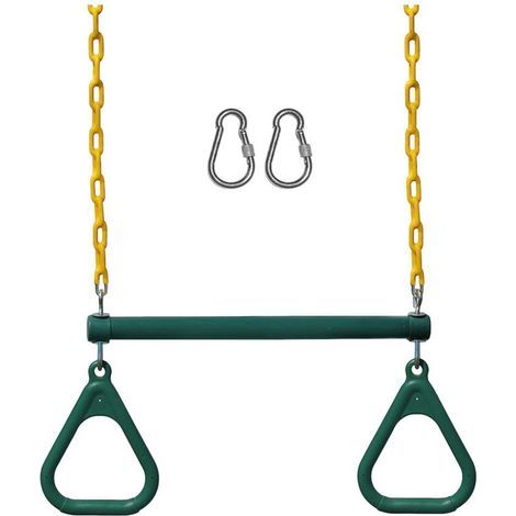 Garden Swing Sets Include 18 Inch Trapeze Swing Bar and 48 Heavy Duty Chain with Locking Carabiners (Green) (1/4)