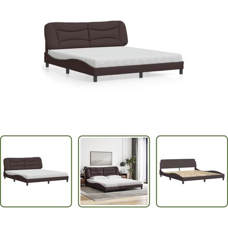 Schlafzimmer - Bett mit Matratze "Hvar" Dunkelbraun 180x200 cm Stoff (1/5)