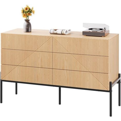 Buffet texture 3D six tiroirs meuble de rangement multifonctionnel (1/5)
