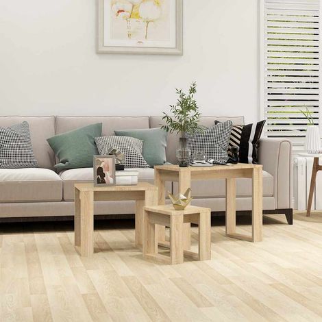 Tables gigognes 3 pcs-Table Basse-Table Salon Chêne sonoma Bois d'ingénierie 249364 (1/5)