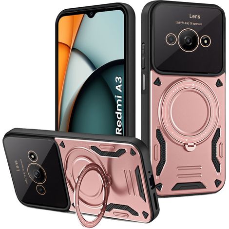 Custodia rinforzata per Xiaomi Redmi A3, con anello magnetico, rosa (1/5)