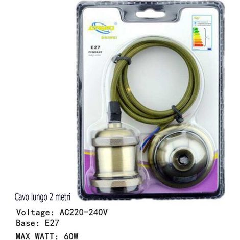 VINTAGE E27 2 METER GRÜNE HÄNGELEUCHTE DECKENLEUCHTE KRONLEUCHTER LAMPENFASSUNG