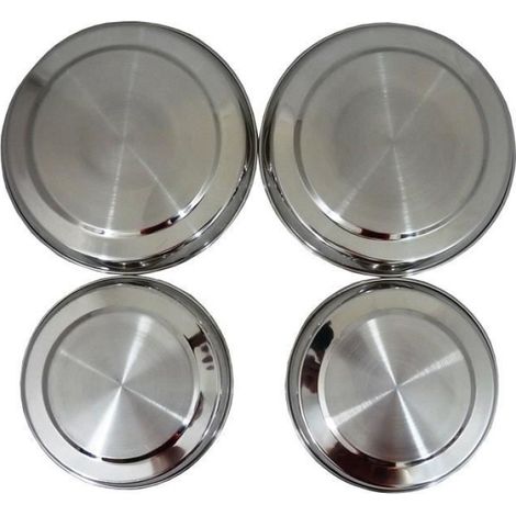 Ensemble De 4 Plaques de cuisson en acier inoxydable couvre - 2 x 17.5cm - 2 x 21.5cm - Argent