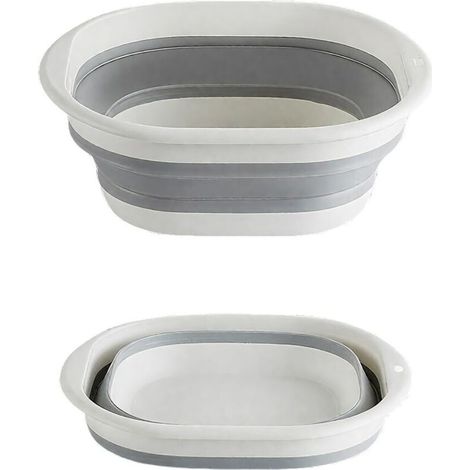 Bassine pliable camping de 2,7 L - Bol Portable, bassine pliable, pour Camping, Cuisine, Maison - Bac de Lavage Peu Encombrant(Gris)