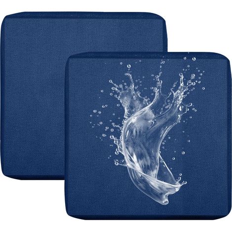 Waterproof Outdoor Sofa Cushion Cover for Garden Furniture, Seat Cover with Zipper, Removable for Indoor and Outdoor Use, Terrace (Navy Blue, 65x65cm (2 pcs)) (1/5)
