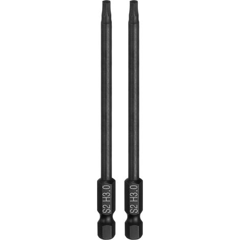 2Pcs Embout Tournevis Tête Hexagonale Plate H3.0 Acier S2 Noir (1/5)