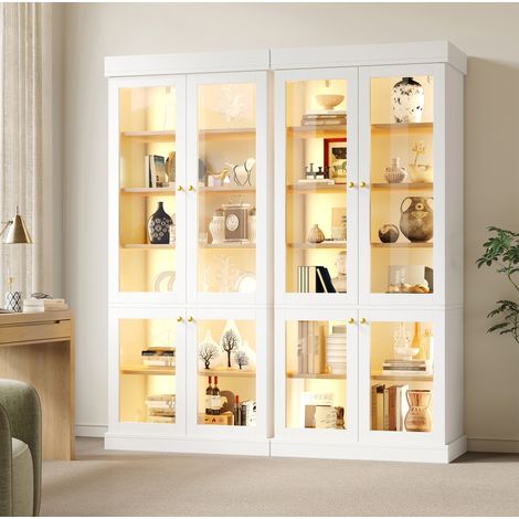 Vetrina contenitore con LED integrati, 160 x 40 x 180 cm, bianca DESVIAE (1/5)