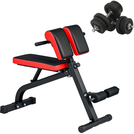 Banc de musculation - SPORTNOW - 2 haltères courtes, coussin réglable sur 8 positions - acier - 103x65x67-98cm - noir