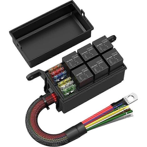 Boîte à fusibles et relais modifiée à 6 voies pour automobile, panneau de fusibles et relais modifié pour automobile, adapté aux véhicules automobiles. (1/5)