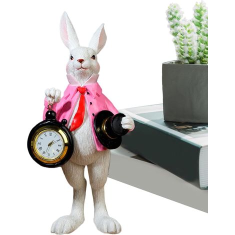 Osterhasenfiguren mit Uhr lustige Dekoration für Zuhause mit