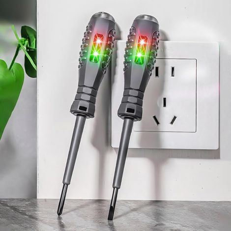 2 en 1 Détecteur d electricité De Tournevis magnétique, Fort Couple elevé détecteur d'électricité, Stylo De Testeur De Tension Pour électriciens(2 têtes plates +2 croix) (1/5)