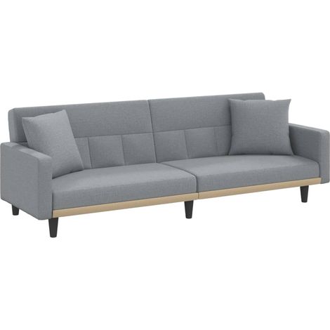 Sofá cama con cojines 220 x 89 x 70 cm tela gris claro 020019830