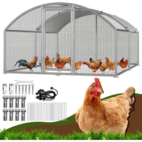 Jiubiaz Hühnerstall Hühnerhaus 3x4x2m Bogenaufsatz Kleintierstall Freilaufgehege Kleintiergehege Voliere Freigehege Hühnerkäfig Geflügelstall Verzinkter Stahl