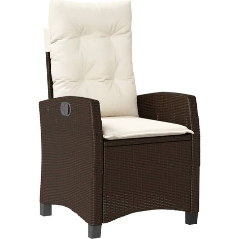 Maison Exclusive - Sedia Reclinabile da Giardino con Cuscini Marrone in Polyrattan