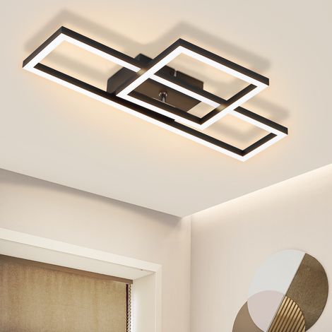 GBLY Deckenlampe LED Deckenleuchte Wohnzimmer - 20W Wohnzimmerlampe Warmweiß Küchenlampe Modern Design Schwarz Schlafzimmer Lampe Eckig Deckenbeleuchtung für Flur Küche Büro