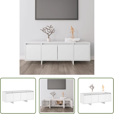 The Living Store Meuble TV Blanc 120x30x40,5 cm Bois d'ingénierie - Meubles Tv - Meuble Tv Blanc - Buffet Tv - Rangement Tv - Meuble Audio (1/5)