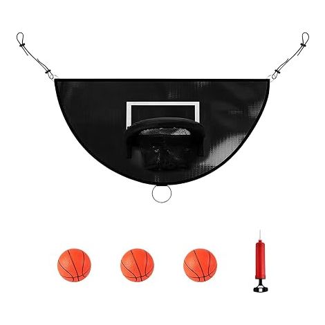 Basketball trampoline, universal mini basketball hoop, detachable edge for diving, trampoline with 3 mini basketballs, trampoline accessory for kids and adults, indoor and (1/5)