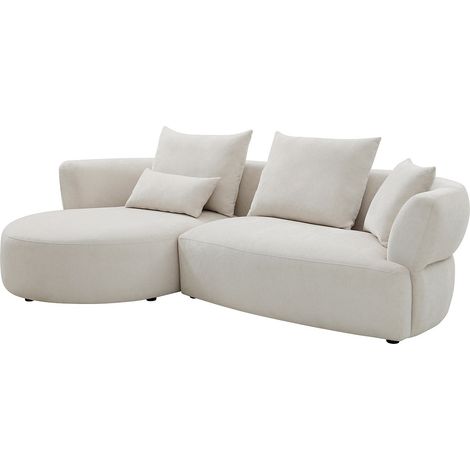 Divano angolare sinistro in tessuto ciniglia beige - CUSAVA di Maison Céphy