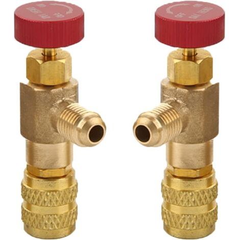Adaptador de válvula de seguridad de líquido de 2 piezas, válvula de seguridad R410A R22, válvula de control de refrigerante, válvula de refrigeración de aire acondicionado, para válvulas de flujo de  (1/5)