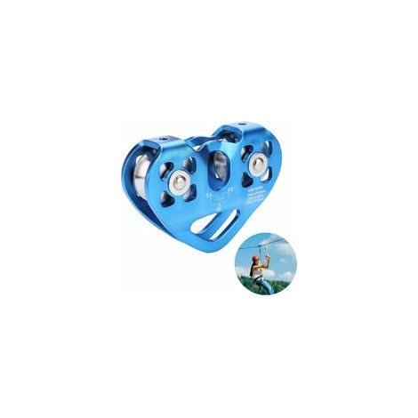 Double Trolley Pulley Rescue Climbing Double Pulley with Ball Bearing Rock/ Single Pulley Fixed Aluminum Eye Climbing Pulley, blue (1/5)