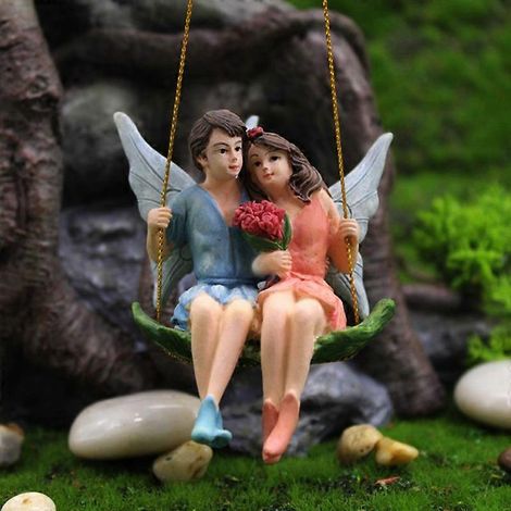 Figurine d'ange suspendu, fée en résine, objet de décoration miniature pour la Saint-Valentin, décoration pour la maison et le jardin, ornement en verre, accessoires de bricolage (1/2)