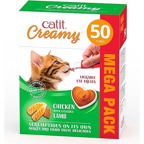 CATIT CREAMY 50 X 10 GR FRIANDISES POUR CHAT, POULET/AGNEAU 44462