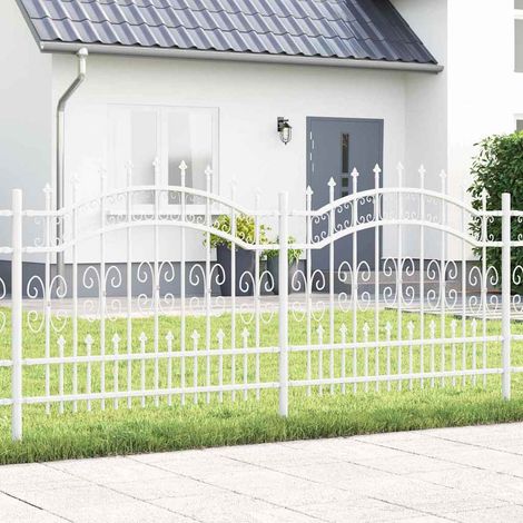 Gartenzaun Kampen Weiß 240 x 140 cm Pulverbeschichteter Stahl