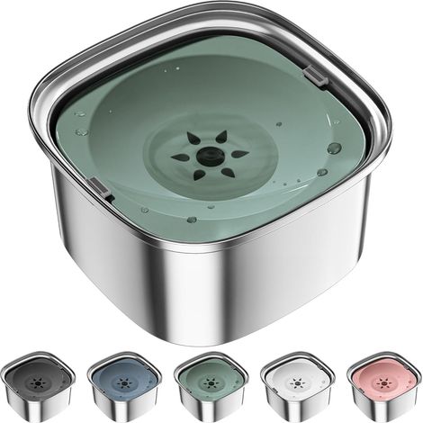 3L Dog Water Bowl 101oz Stainless Steel Dog Bowl No Spill Large Capacity Dog Food Water Bowl Slow Water Feeder, Spill Proof Pet Water Dispenser Vehicle Carried Travel Water Bowl (1/5)