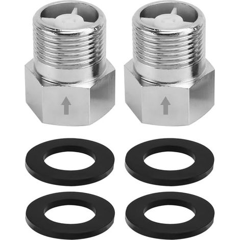 Lot de 2 Clapets Anti-Retour Filetés 1/2 Pouce Femelle vers Mâle avec Rondelle, Clapet Unidirectionnel en Acier Inoxydable Anti-Refoulement pour Tuyauterie d'Eau de Chauffe-Eau et Toilette (1/5)