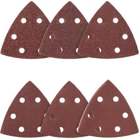Triangles de Ponçage,100 pièces,6 trous,93 x 93 x 93 mm, grain 80, pour ponceuses delta, Feuilles Abrasives, Papier Abrasif (1/4)